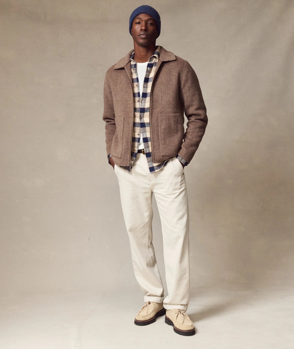 MARINE LAYER SHAW WOOL JACKET IN TAUPE HEATHER