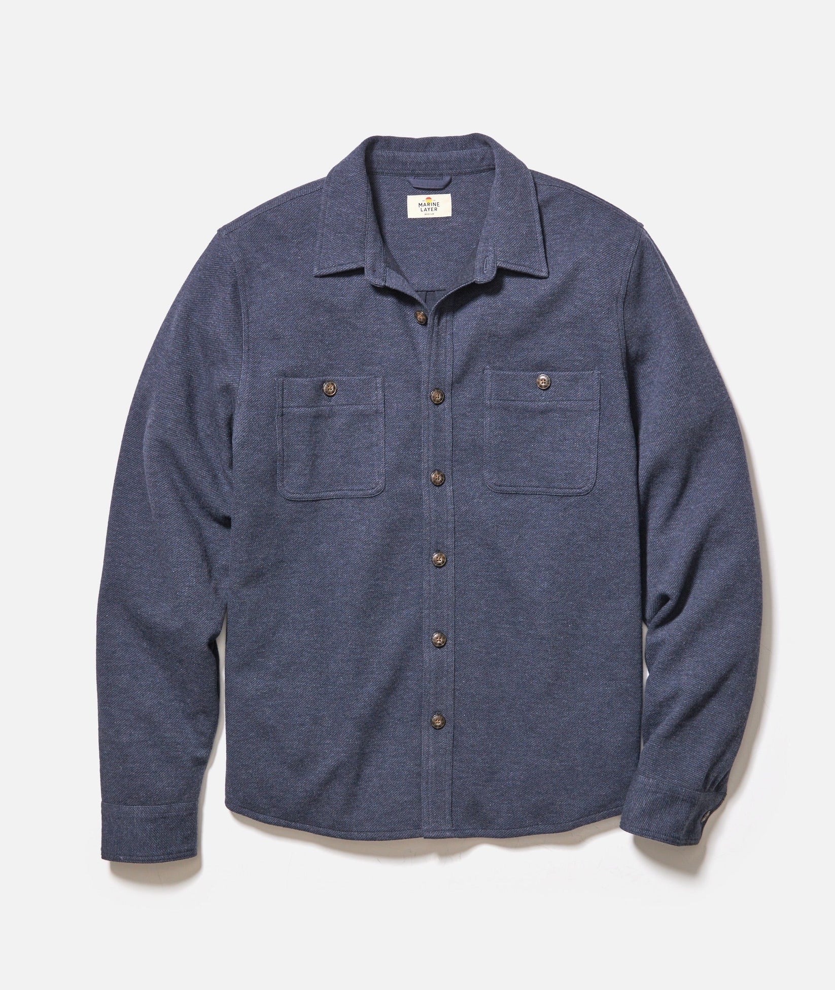 MARINE LAYER PACIFICA STRETCH TWILL OVERSHIRT IN NAVY in NAVY — view 2