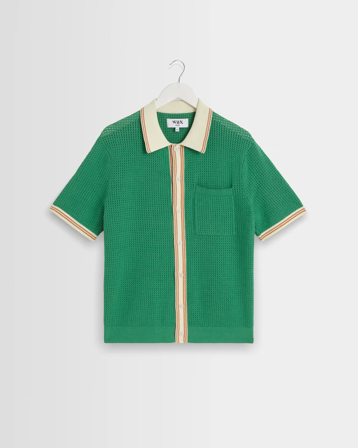 WAX LONDON BELLE SS IN TIPPED POINTELLE GREEN AND ECRU in TIPPED POINTELLE GREEN AND ECRU — main product view