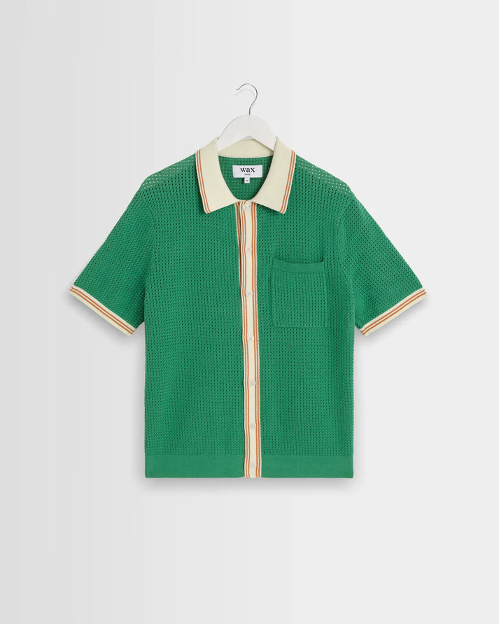 WAX LONDON BELLE SS IN TIPPED POINTELLE GREEN AND ECRU