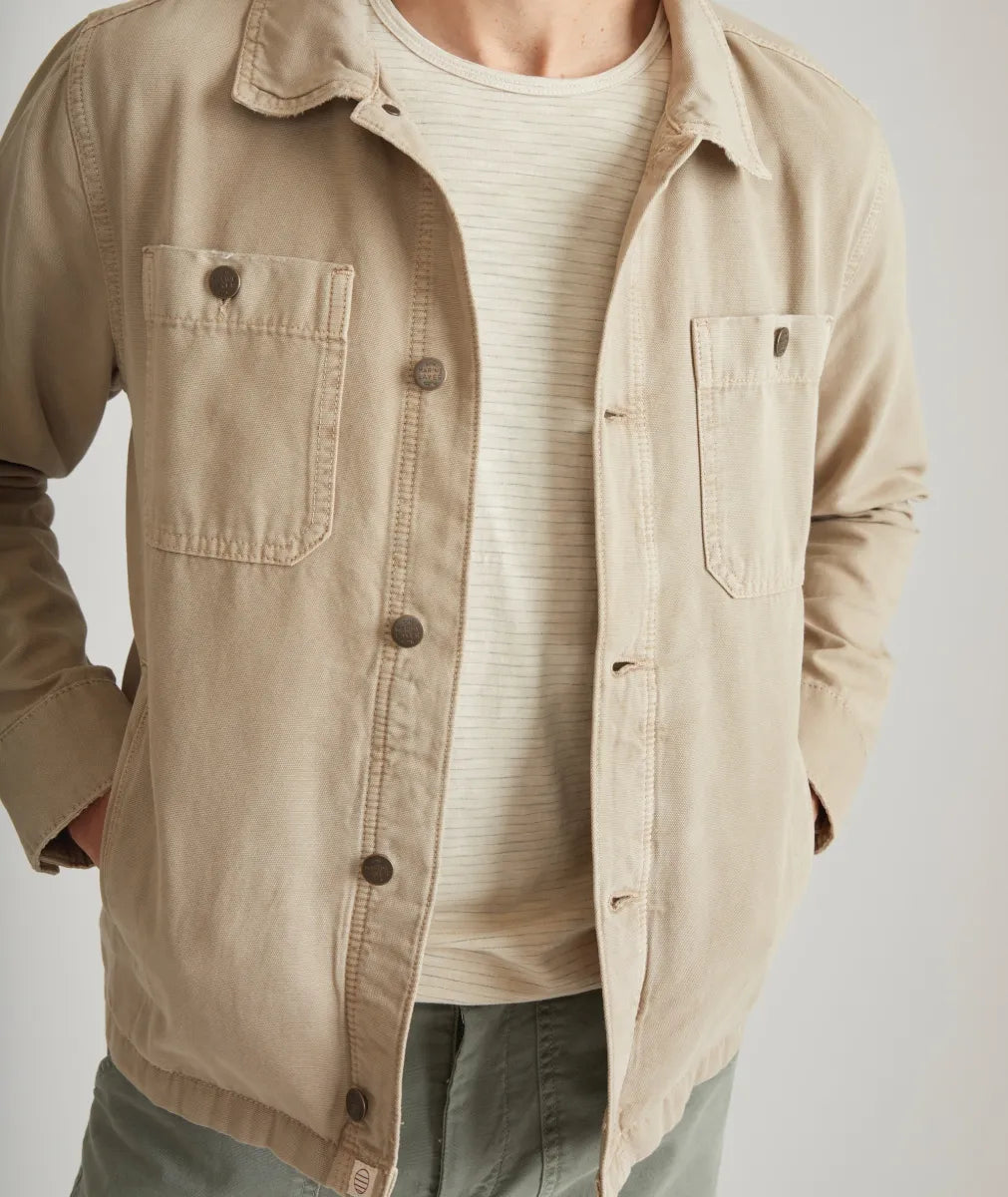 MARINE LAYER PATRICK CANVAS JACKET IN NATURAL in NATURAL — view 3
