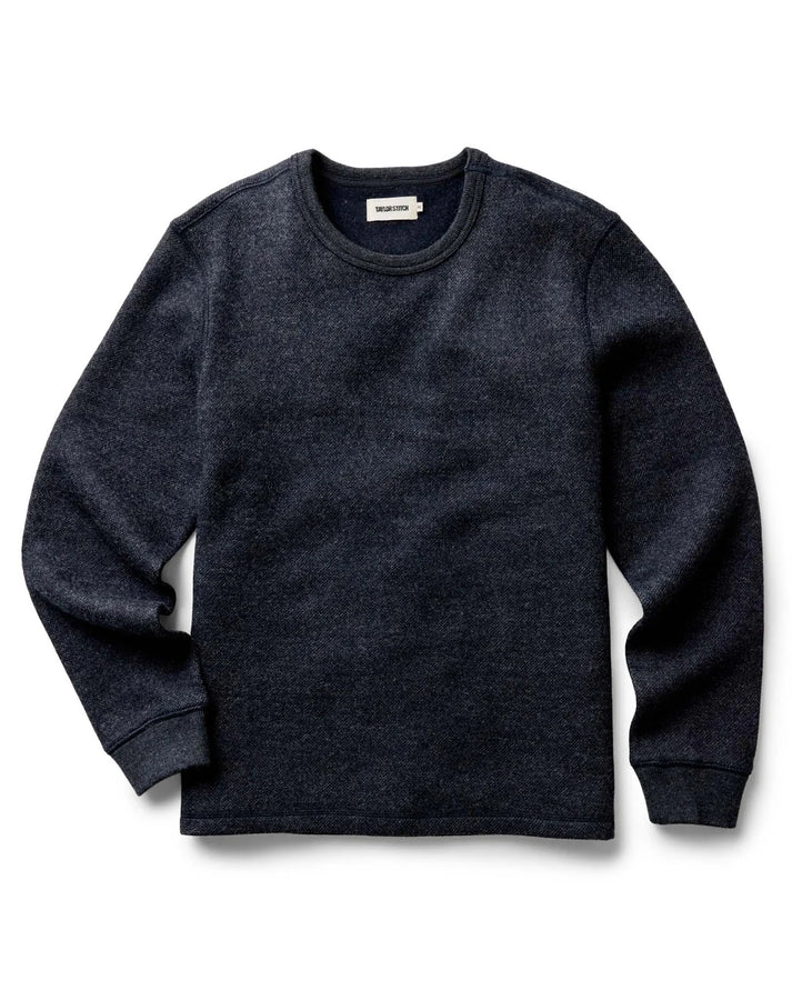 TAYLOR STITCH EVANS CREW IN NAVY BIRDSEYE WOOL