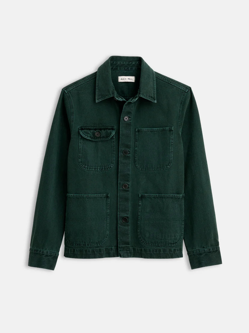 ALEX MILL GARMENT DYED WORK JACKET IN RECYCLED DENIM DARK SPRUCE in RECYCLED DENIM DARK SPRUCE — main product view