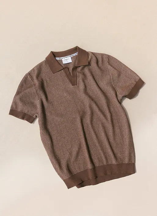 PERCIVAL TIVOLI COTTON KNITTED POLO IN BROWN in BROWN — view 3