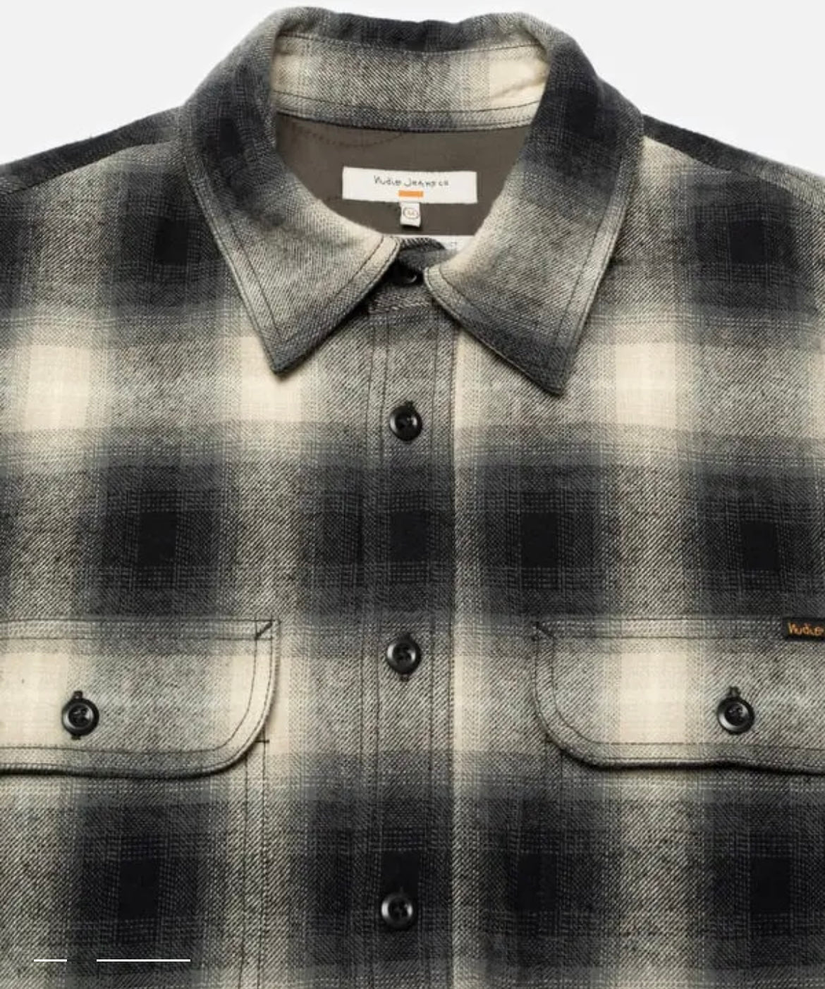 NUDIE JEANS GLENN PADDED SHADOW CHECK SHIRT IN BLACK in BLACK — view 2
