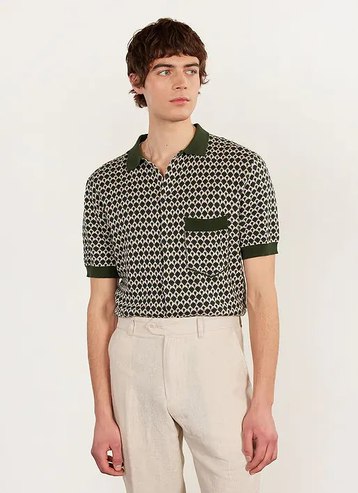 PERCIVAL CASA PICCANTE SHIRT IN GREEN JACQUARD