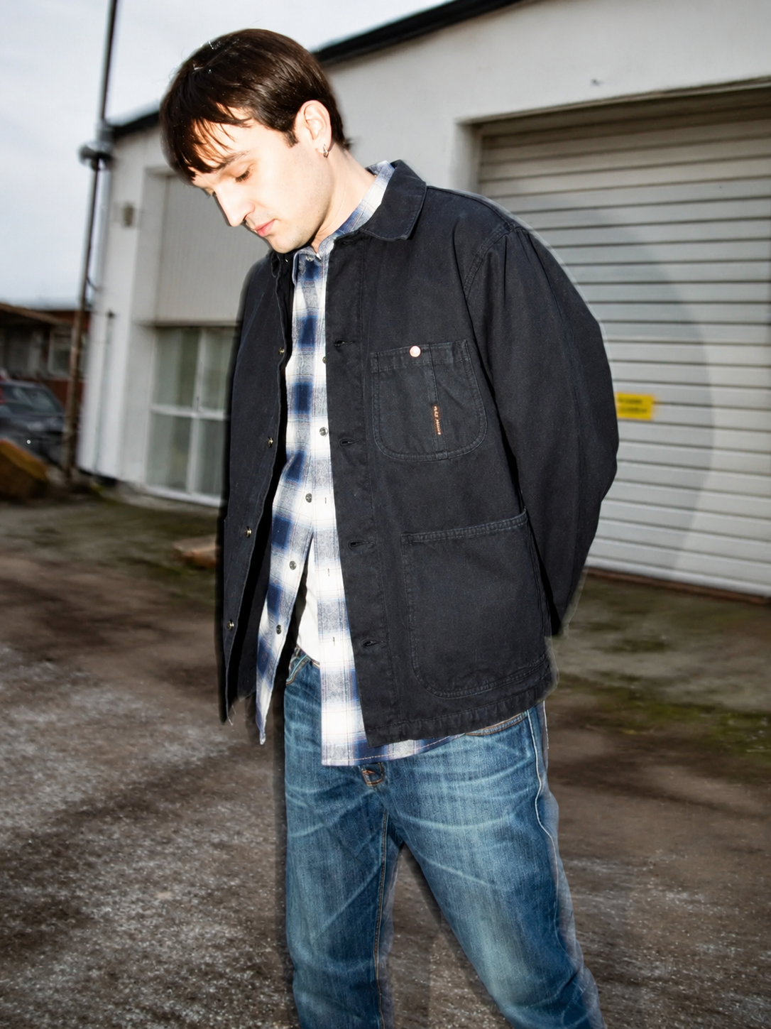 NUDIE JEANS HOWIE CHORE JACKET IN DUCK CANVAS BLACK