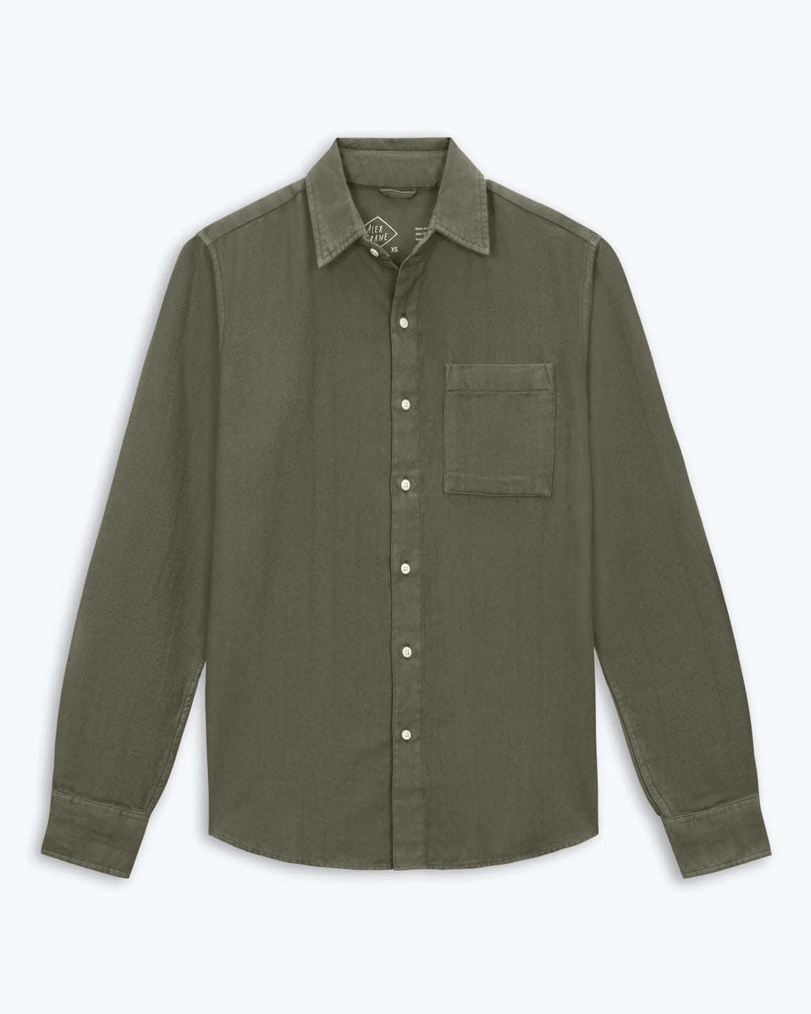 ALEX CRANE HERRINGBONE FLANNEL SHIRT IN OLIVE