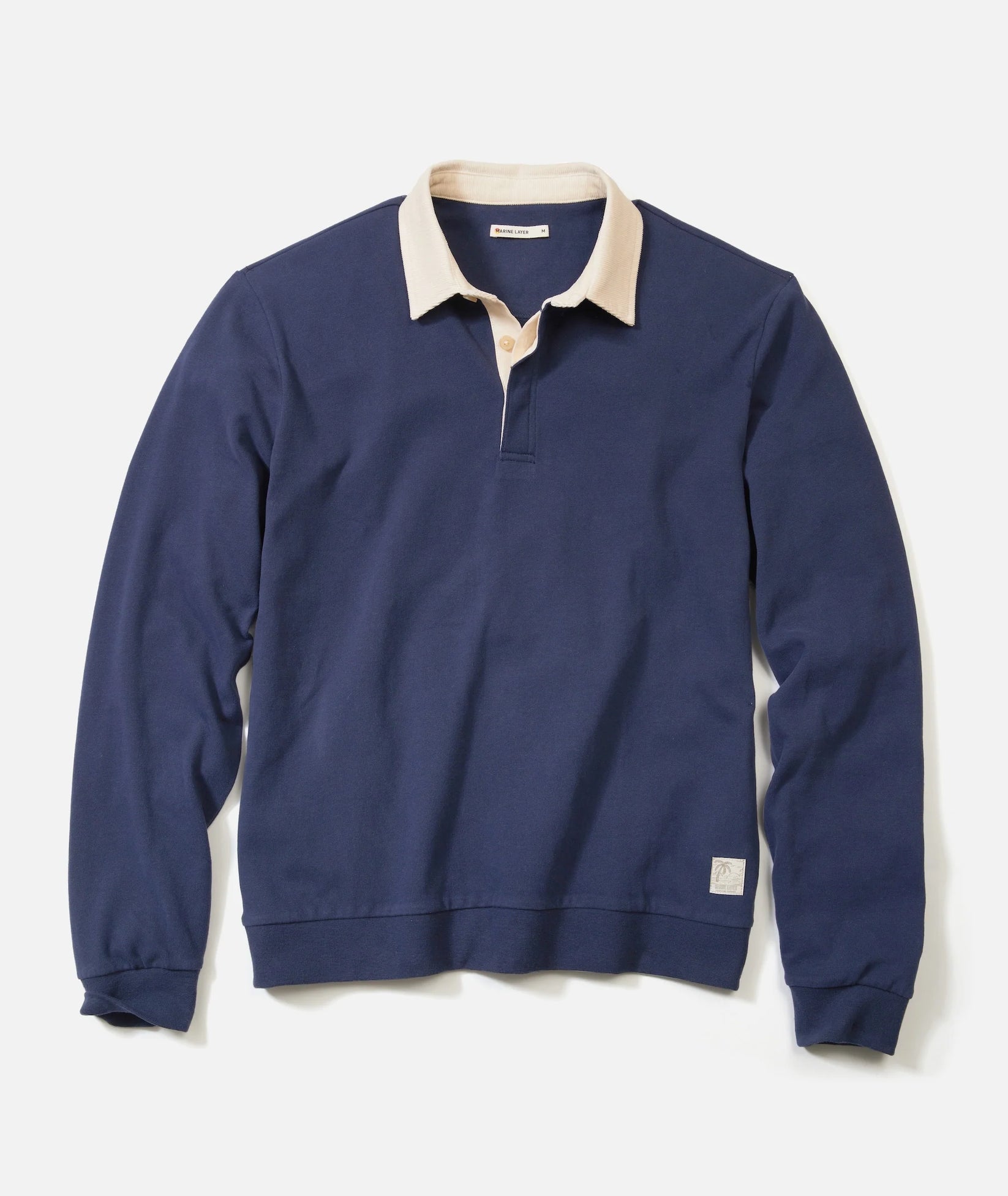 MARINE LAYER SUEDED RUGBY POLO IN MOOD INDIGO in MOOD INDIGO — main product view