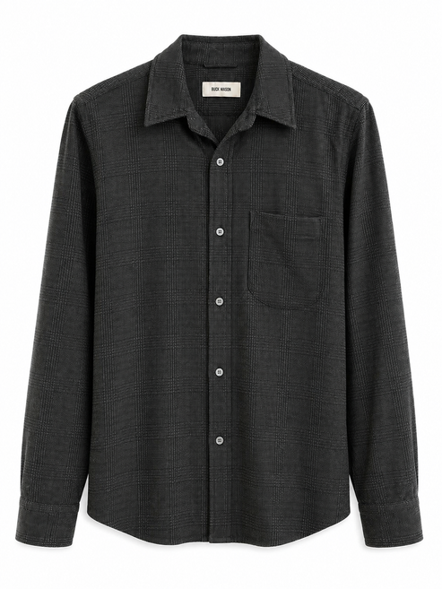 BUCK MASON PACIFIC TWILL ONE POCKET SHIRT IN DARK CHARCOAL PLAID product view