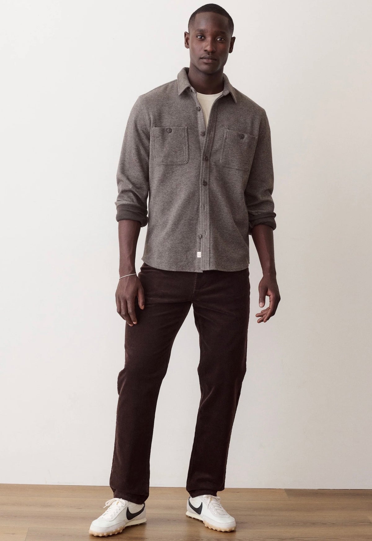 MARINE LAYER 5 POCKET FLEX TERRY CORDS - SLIM STRAIGHT IN DARK BROWN