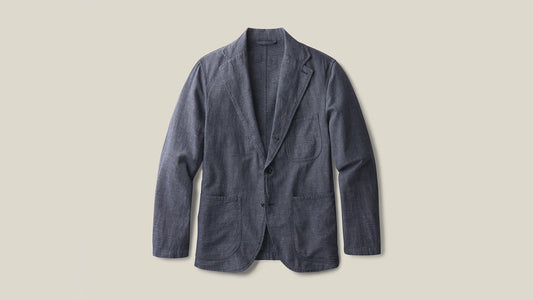 BUCK MASON LINEN HOPSACK CARRY-ON JACKET IN DARK NAVY