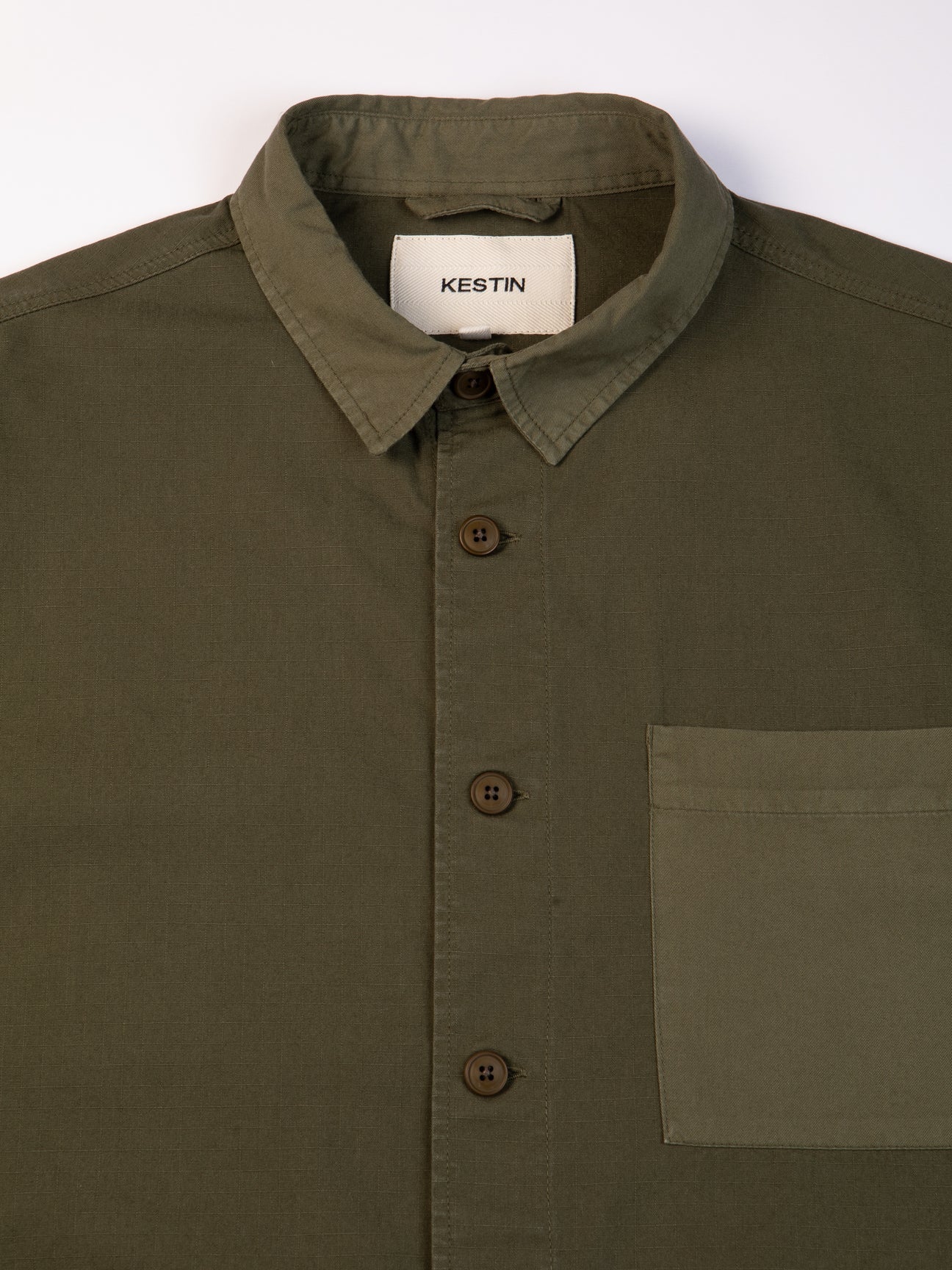KESTIN ROSYTH OVERSHIRT IN DARK OLIVE in DARK OLIVE — view 2