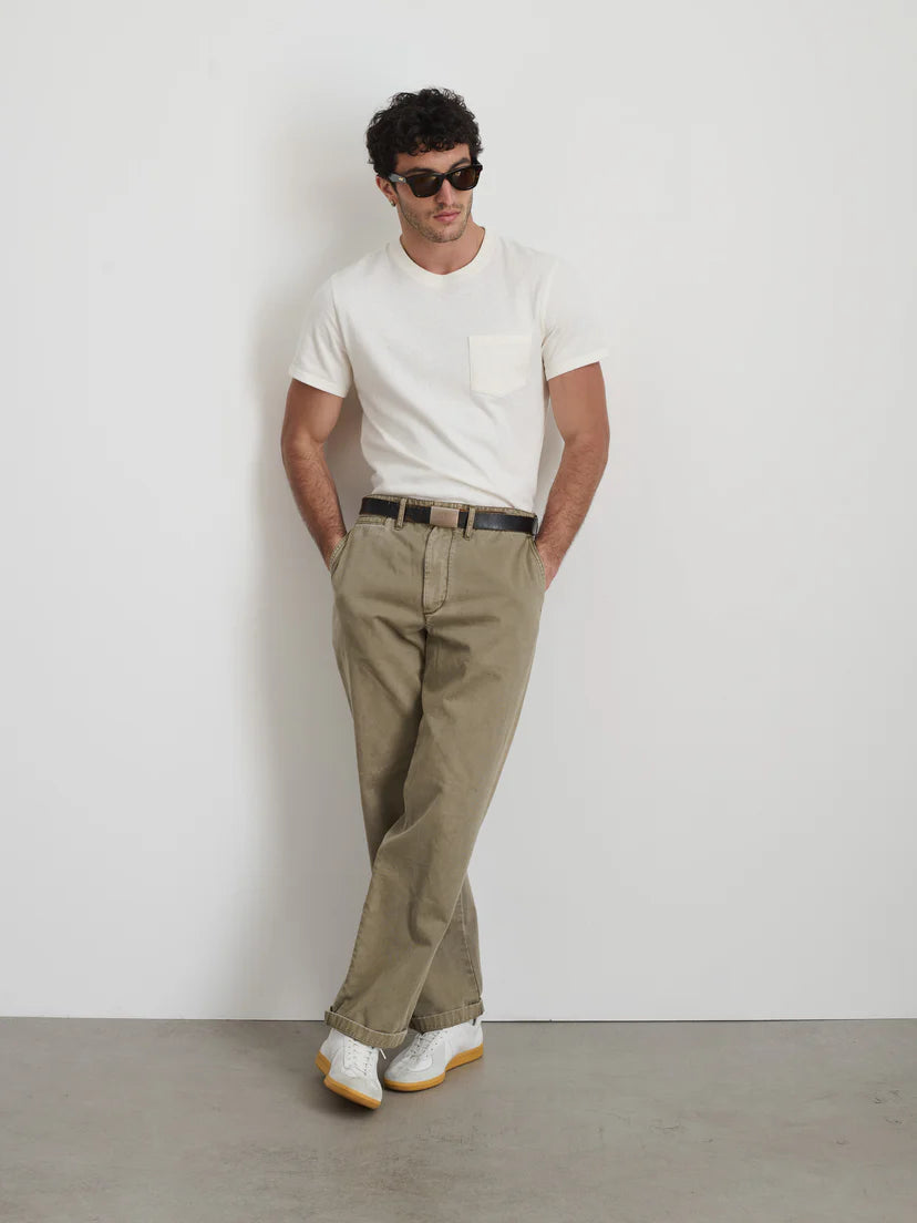 ALEX MILL STRAIGHT LEG PANT IN VINTAGE WASHED CHINO VINTAGE OLIVE in VINTAGE WASHED CHINO VINTAGE OLIVE — view 2