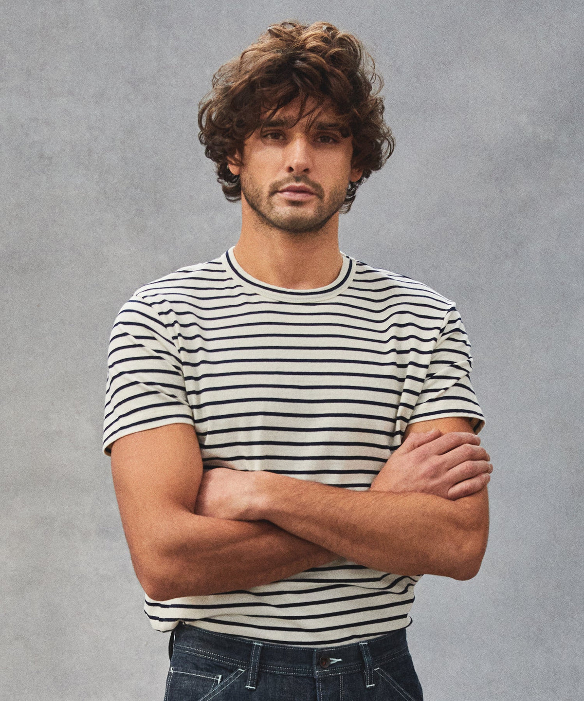 TODD SNYDER ISSUED BY: JAPANESE NAUTICAL STRIPE SHORT SLEEVE TEE IN WHITE in WHITE — view 2