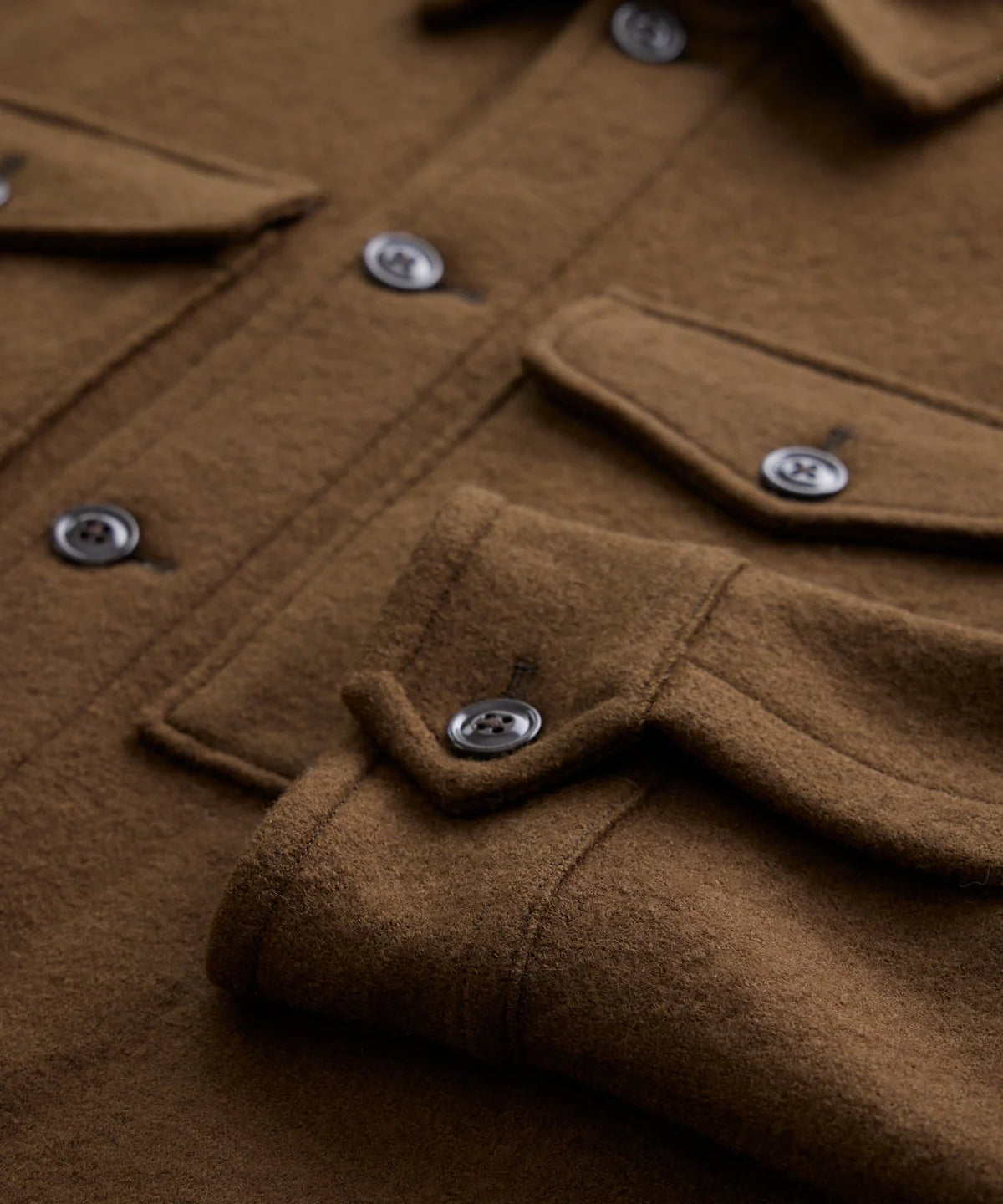 TODD SNYDER ITALIAN CPO SHIRT JACKET IN WEATHERED OAK in WEATHERED OAK — view 4