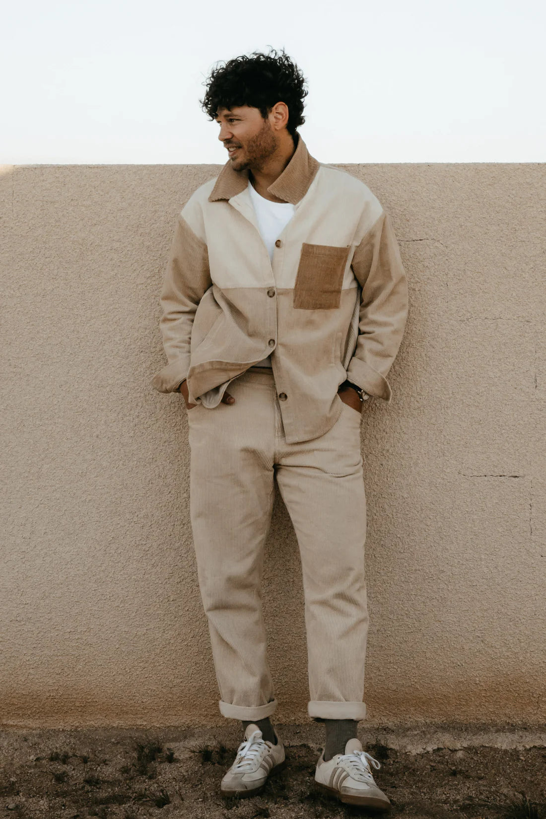 OTTWAY THE LABEL REIS CORD SHIRT/JACKET IN CREAMWOOD in CREAMWOOD — main product view