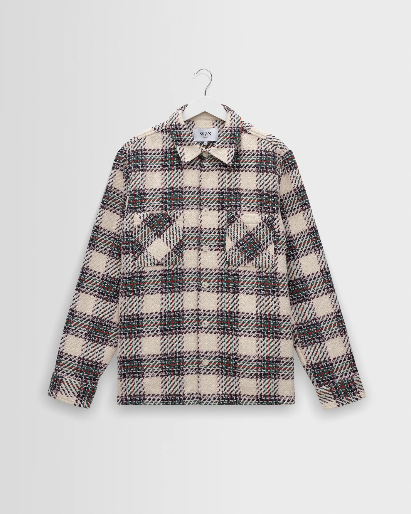 WAX LONDON OVERSHIRT IN ECRU AND GREEN HUTTON CHECK in ECRU AND GREEN HUTTON CHECK — main product view