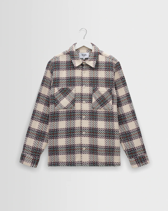 WAX LONDON OVERSHIRT IN ECRU AND GREEN HUTTON CHECK