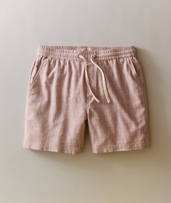 MARINE LAYER 6” SATURDAY CORD SHORT IN WITHERED ROSE STRIPE