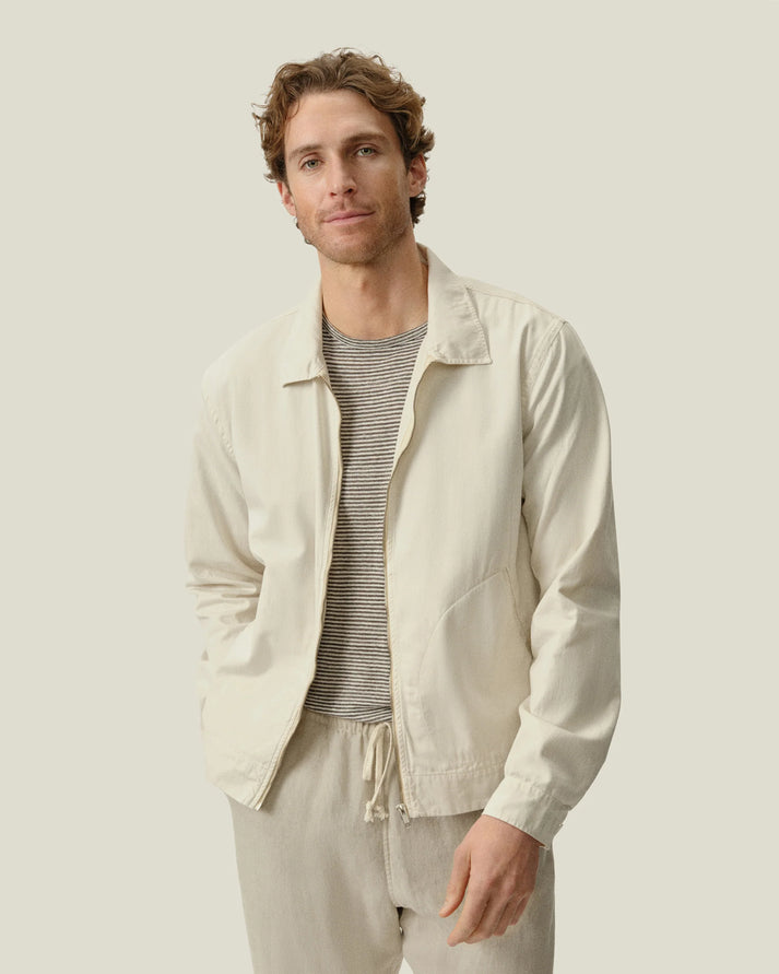 ALEX CRANE TWILL ZIP JACKET IN CREAM