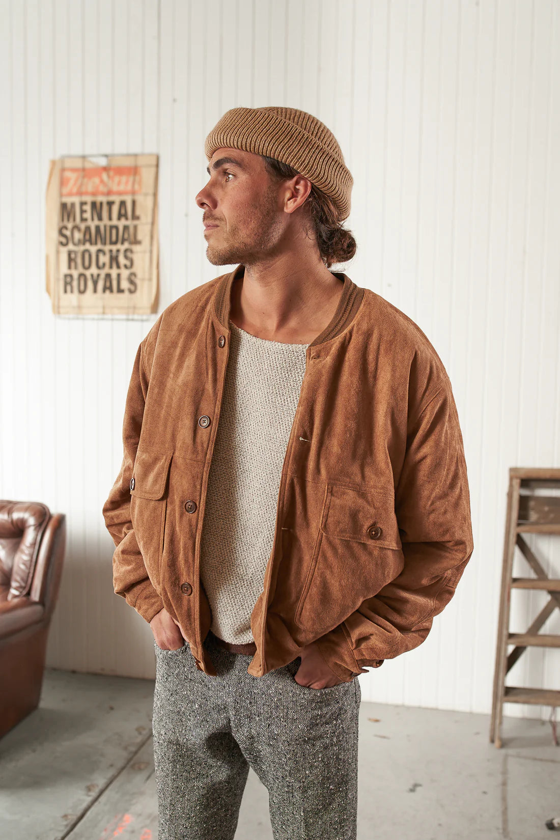 OTTWAY THE LABEL BILLY BOMBER IN BROWN in BROWN — view 3
