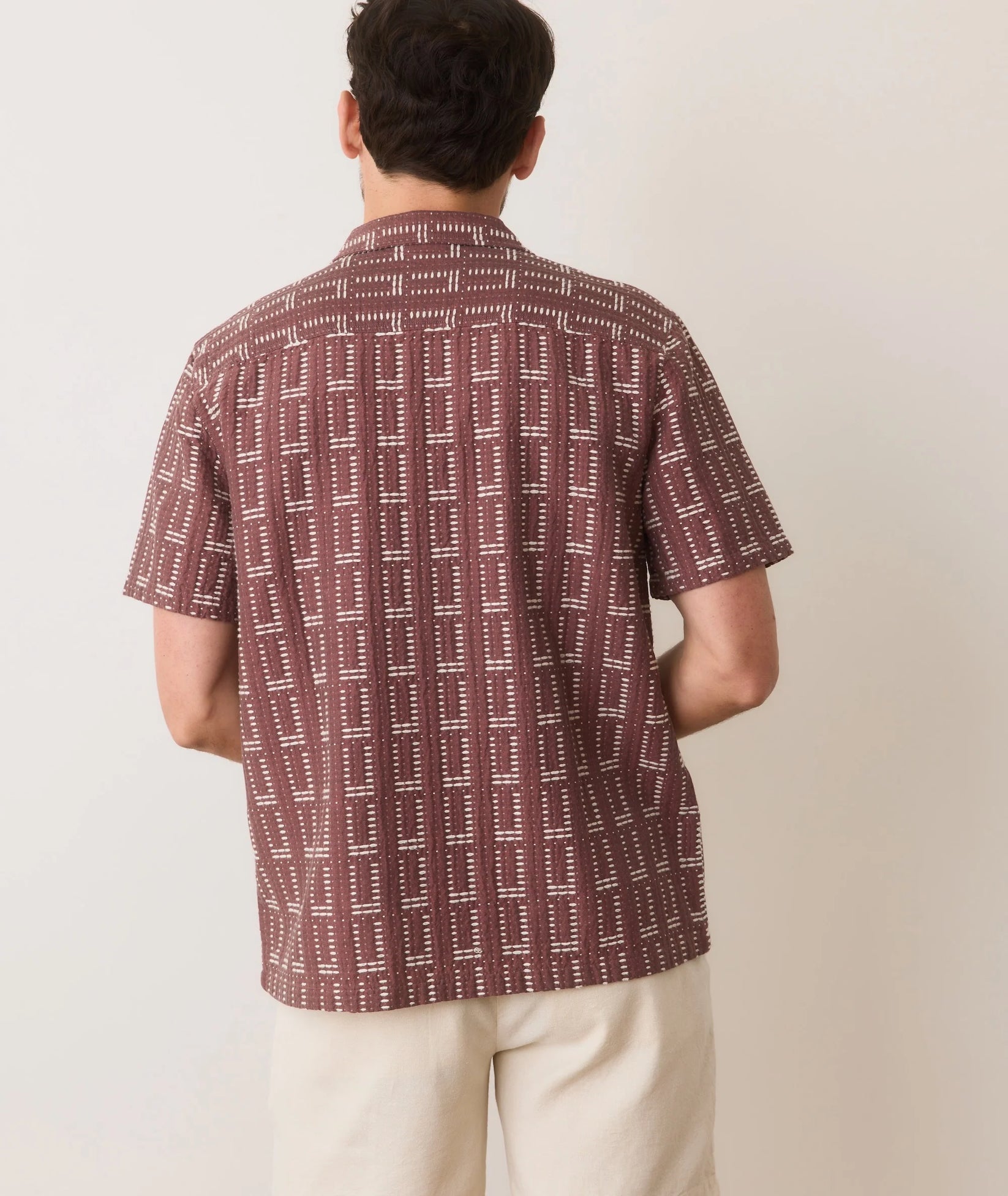 MARINE LAYER DOBBY RESORT SHIRT IN WITHERED ROSE in WITHERED ROSE — view 3