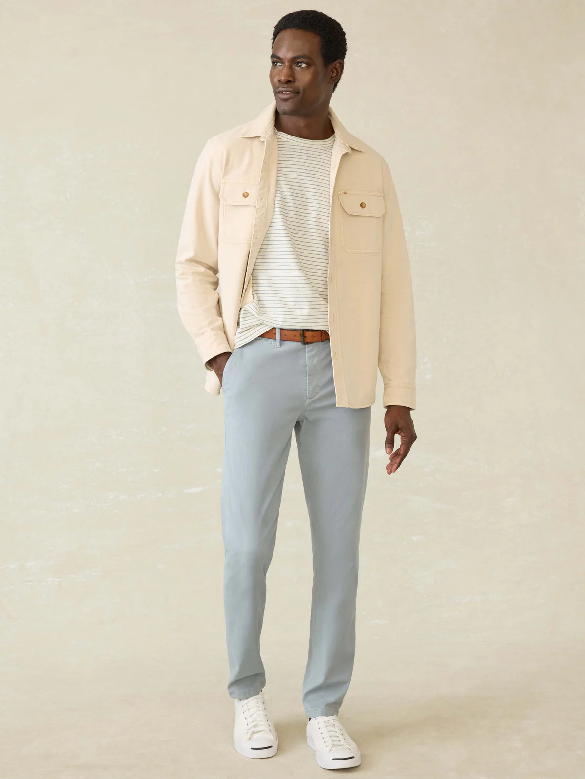 FAHERTY SUNWASHED CANVAS CPO IN SEA SALT in SEA SALT — view 3