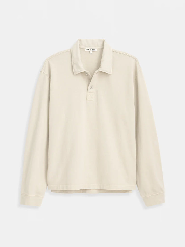 ALEX MILL GARMENT DYED RUGBY SHIRT IN COTTON JERSEY
