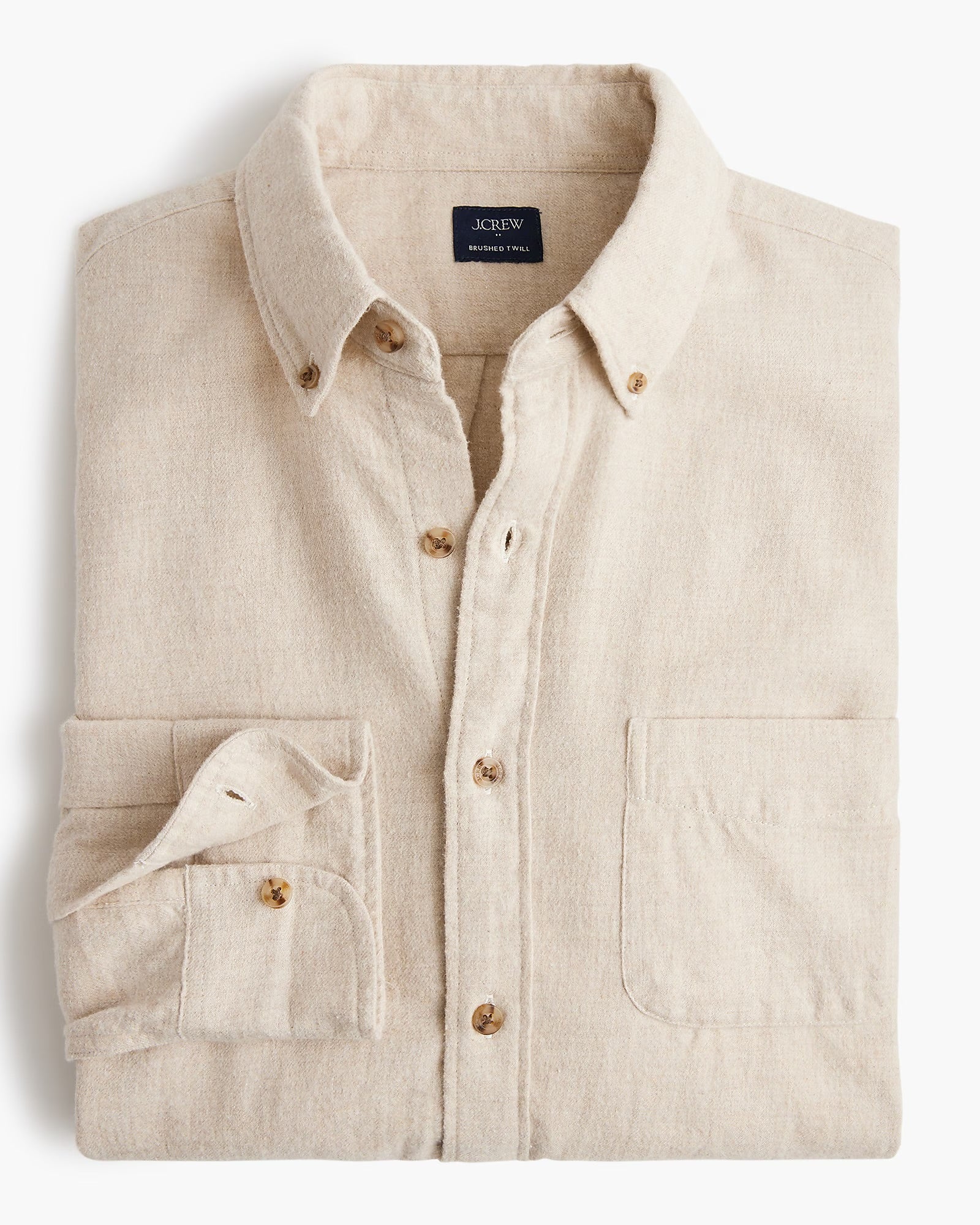 J. Crew J.CREW BRUSHED TWILL SHIRT IN HEATHER FLAX in HEATHER FLAX — main product view
