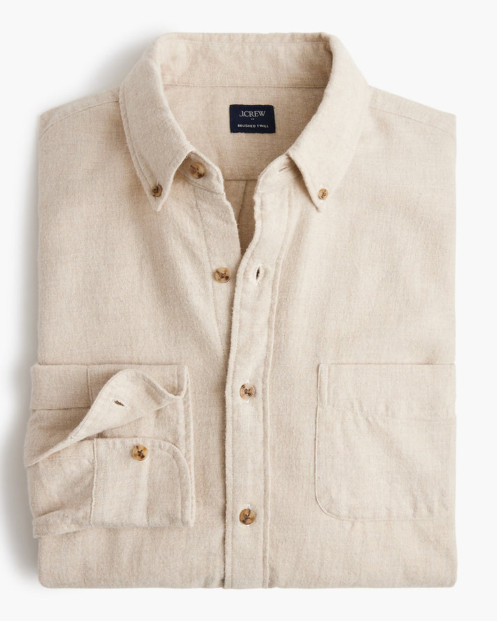 J.CREW BRUSHED TWILL SHIRT IN HEATHER FLAX