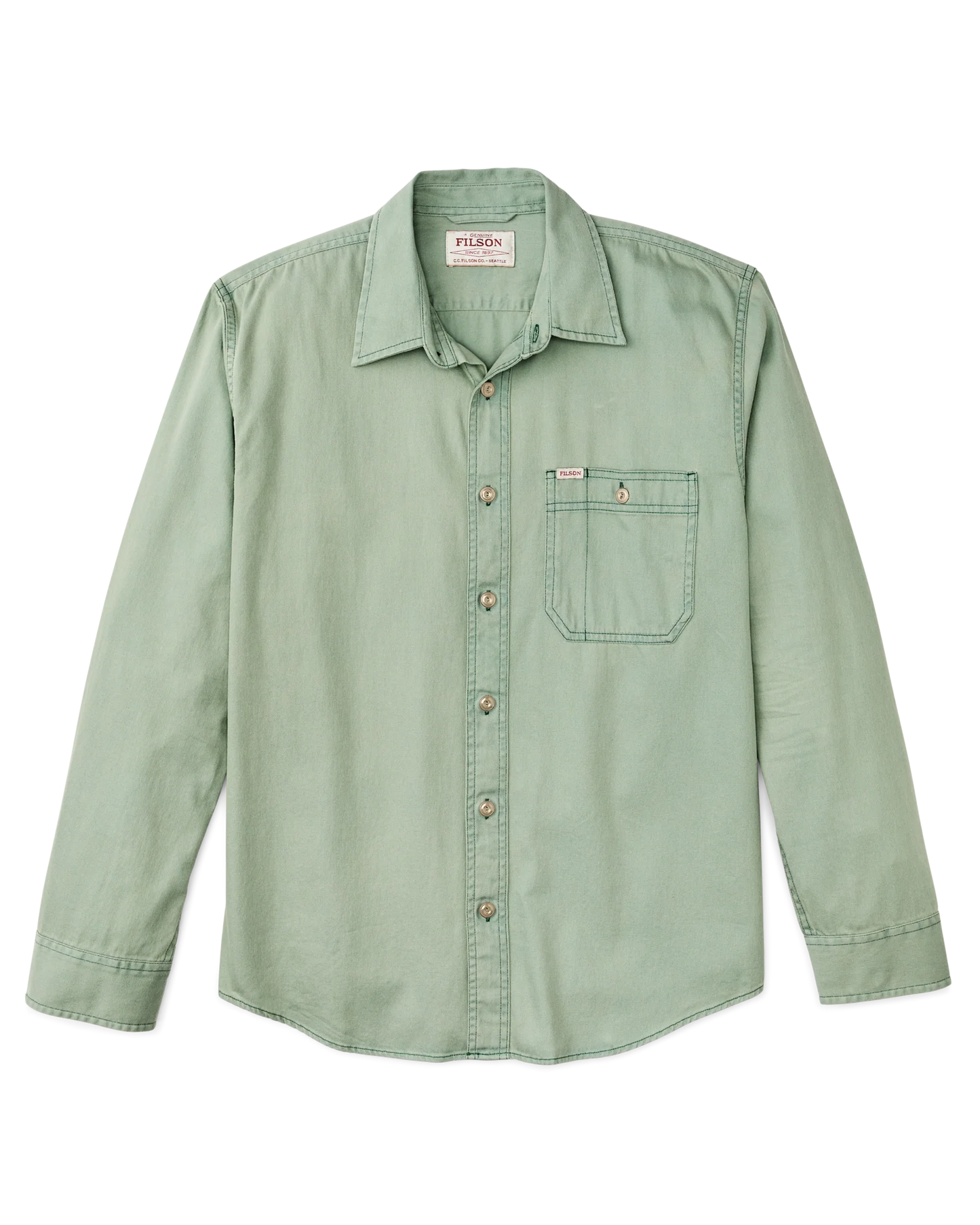 FILSON SHIPWRIGHT FINE TWILL SHIRT IN FLINT GREEN