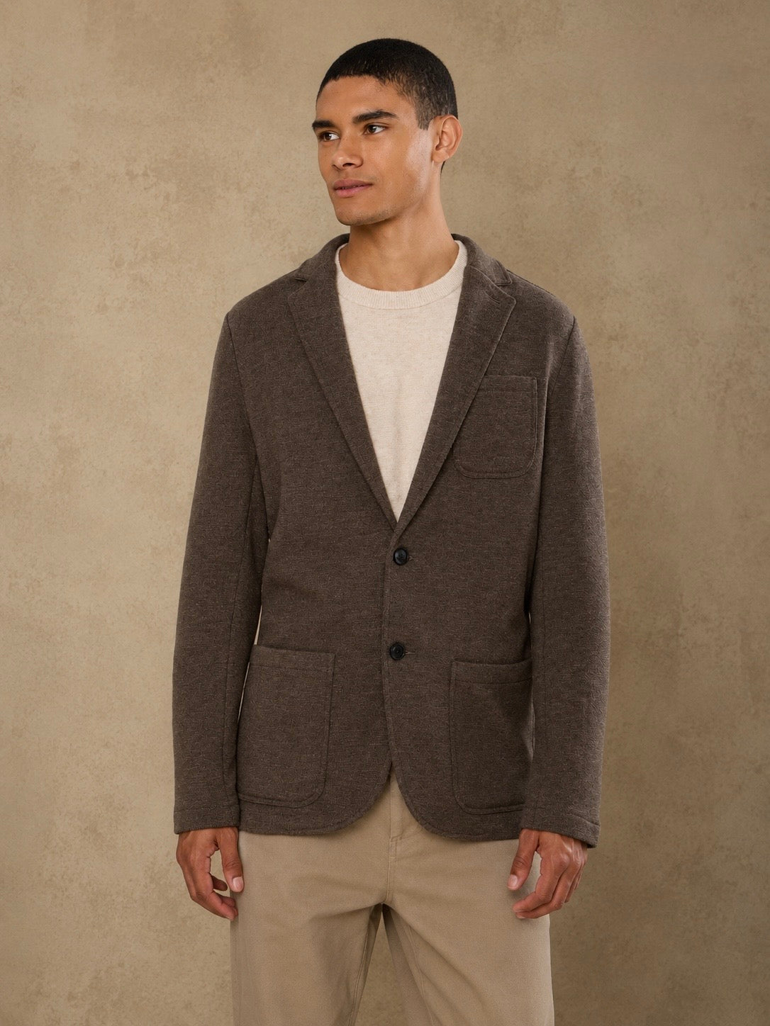 FAHERTY INLET KNIT BLAZER IN DEEP BROWN HEATHER