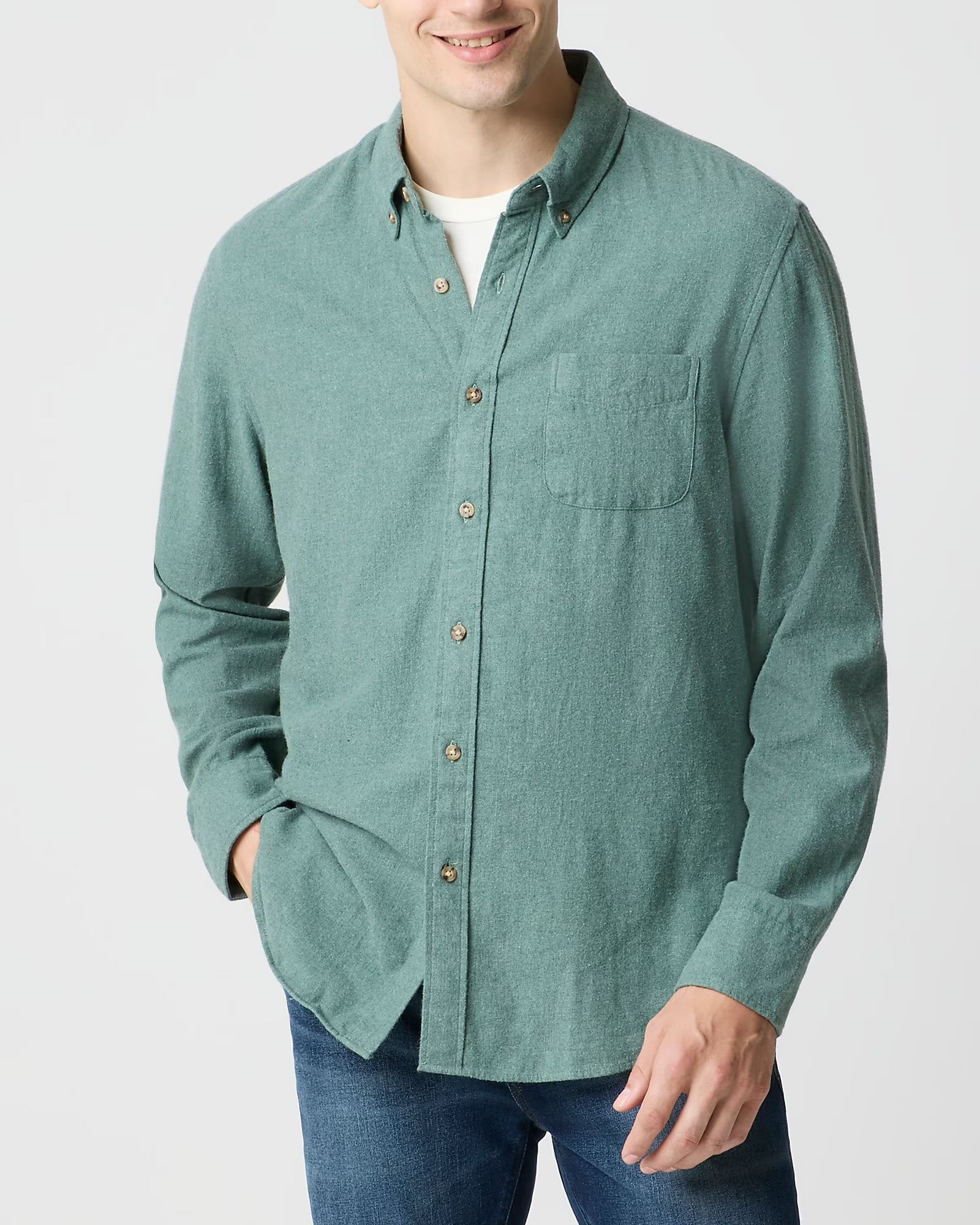 J. Crew J.CREW BRUSHED TWILL SHIRT IN HEATHER TOPIARY in HEATHER TOPIARY — view 2