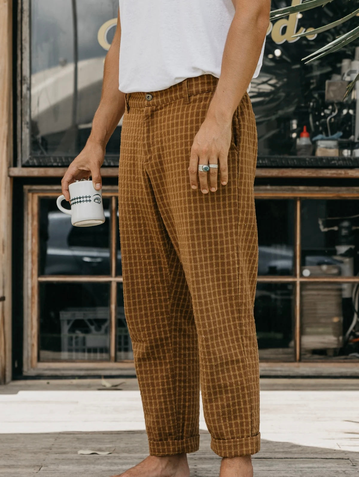 Ottway the Label OTTWAY KORA PANT IN BROWN CHECKED in BROWN CHECKED — main product view