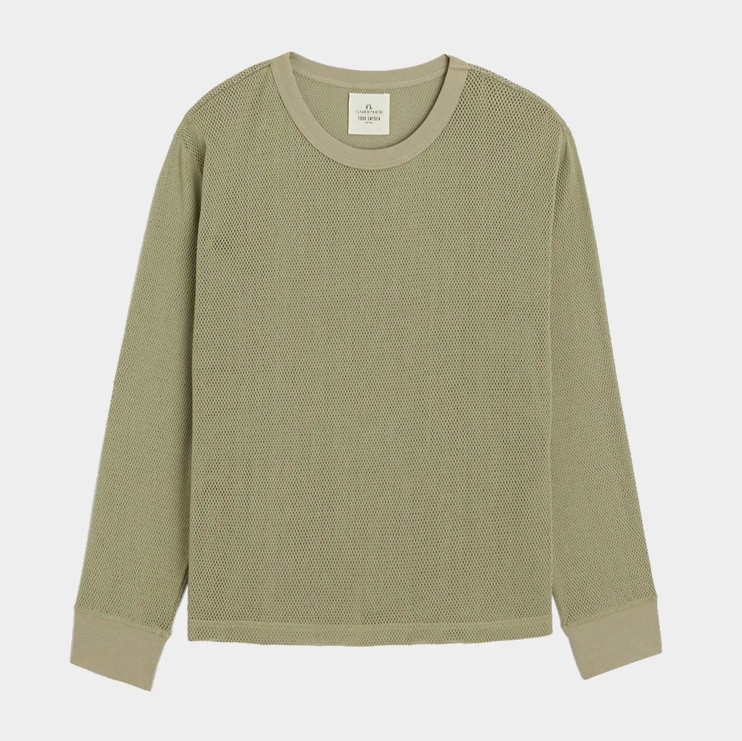 TODD SNYDER X GARDENHEIR COTTON MESH LONG SLEEVE SHIRT IN SAGE in SAGE — main product view