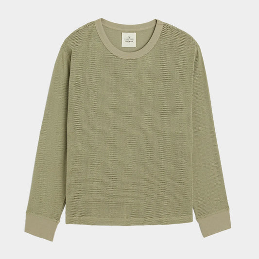 TODD SNYDER X GARDENHEIR COTTON MESH LONG SLEEVE SHIRT IN SAGE