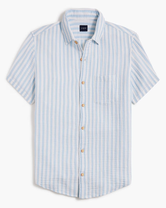 J CREW SS GAUZE SHIRT IN FADED CHAMBRAY STRIPE