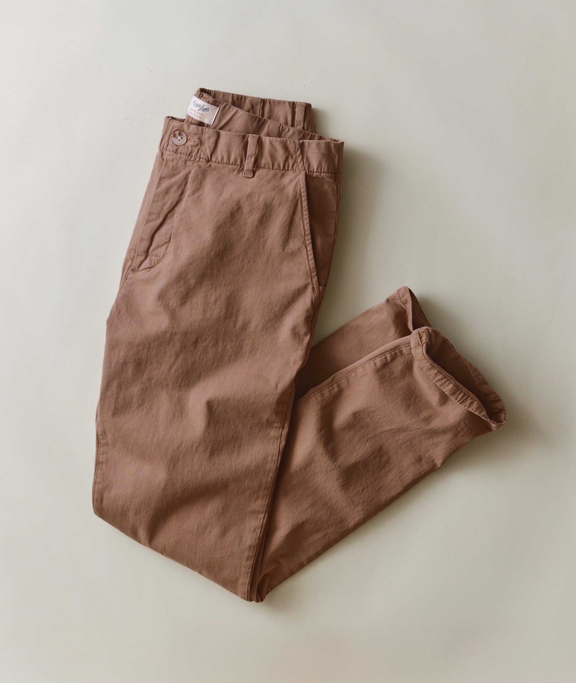 Marine Layer Saturday Twill Chino - Slim Straight in Tobacco - Rent With Thred