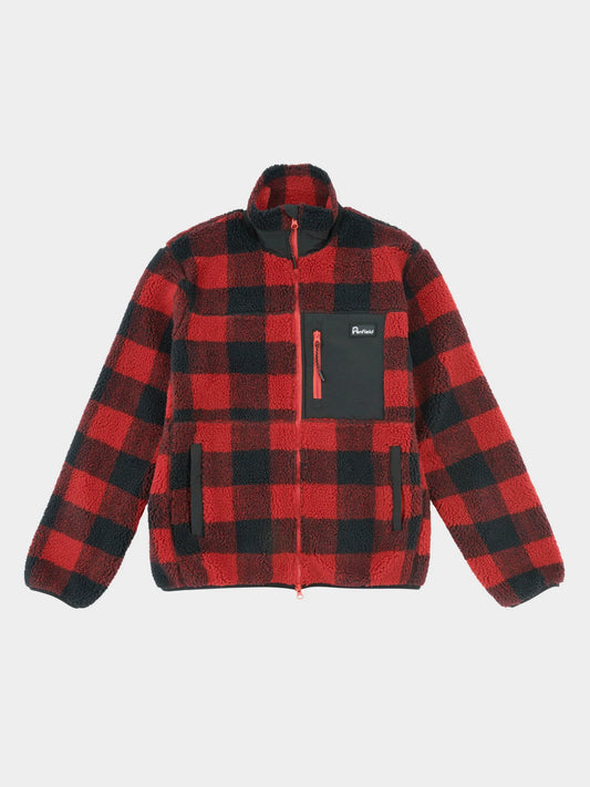 PENFIELD MATTAWA BORG FLEECE JACKET IN BLACK CHECK