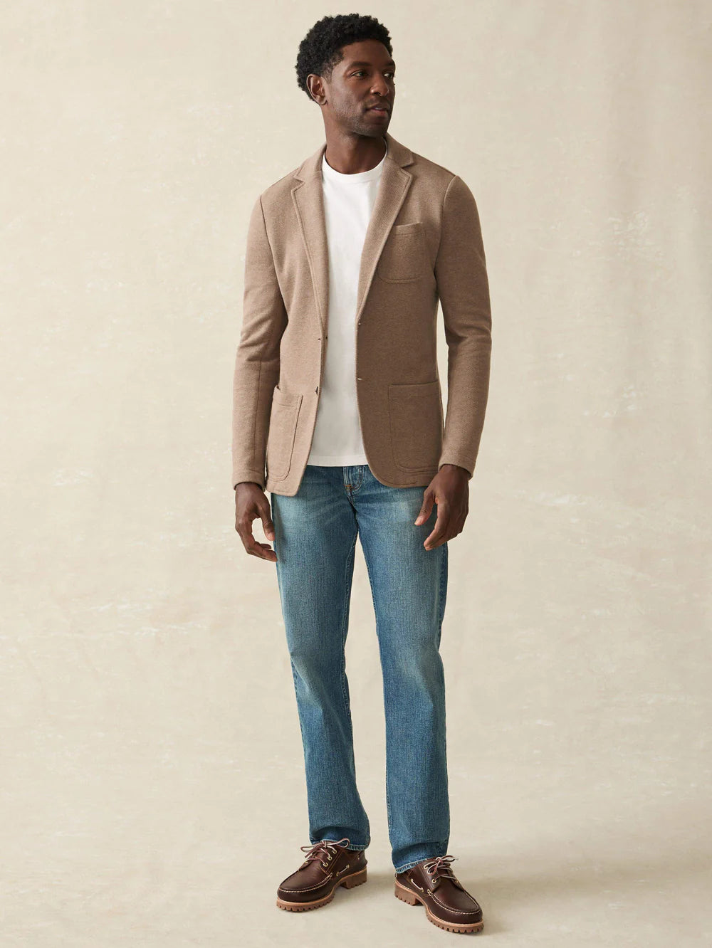 FAHERTY INLET KNIT BLAZER IN WALNUT MELANGE in WALNUT MELANGE — view 3
