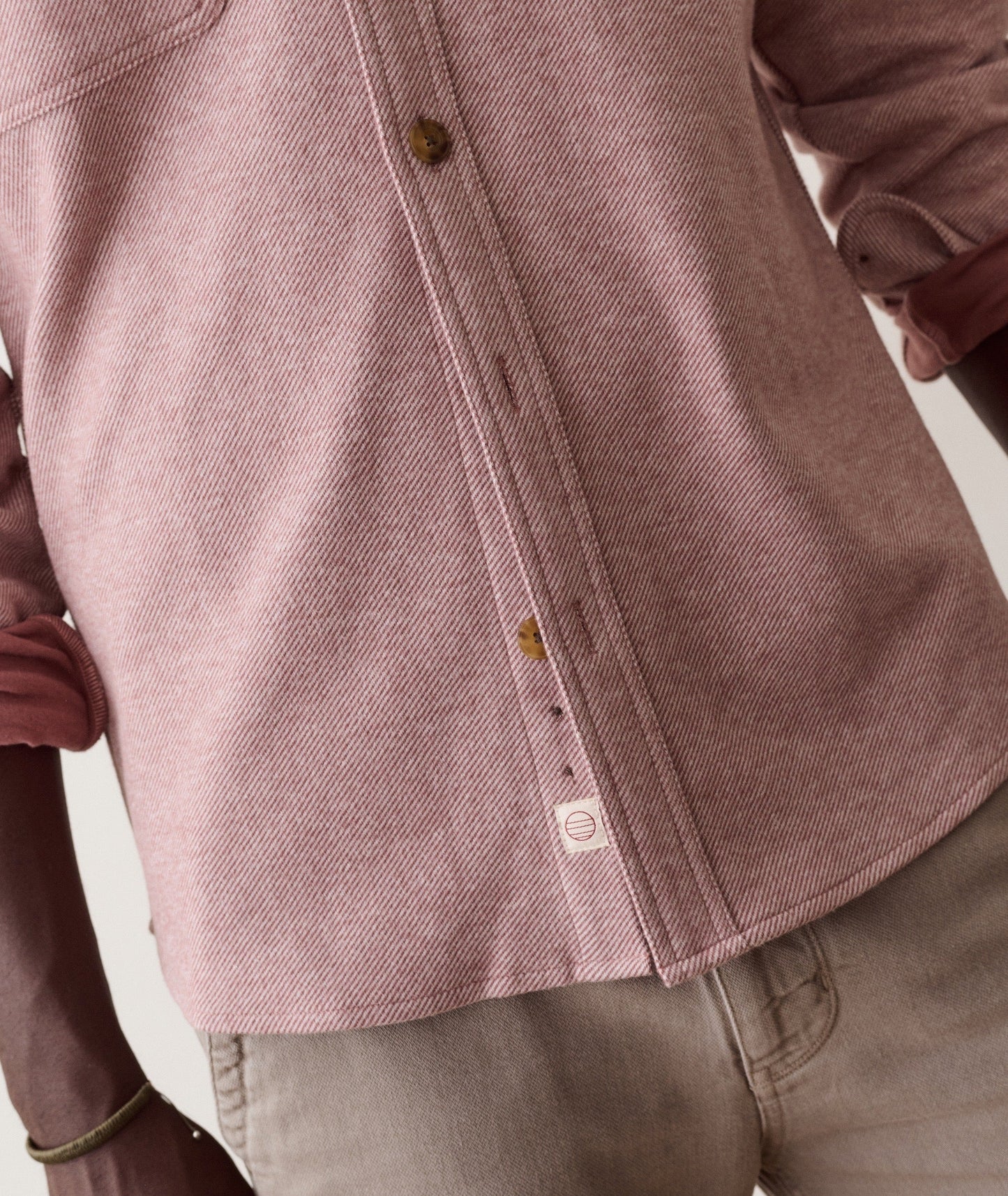 Marine Layer Pacifica Stretch Twill Overshirt in Faded Red - Rent With Thred