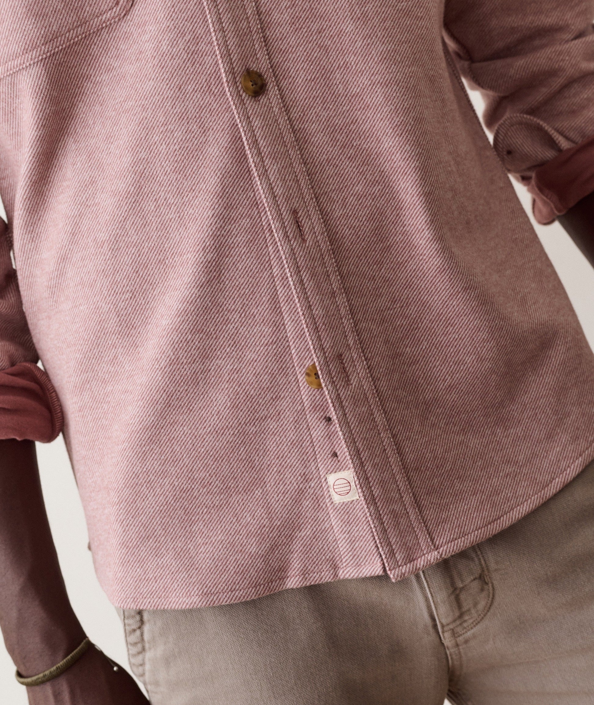 Marine Layer Pacifica Stretch Twill Overshirt in Faded Red - Rent With Thred