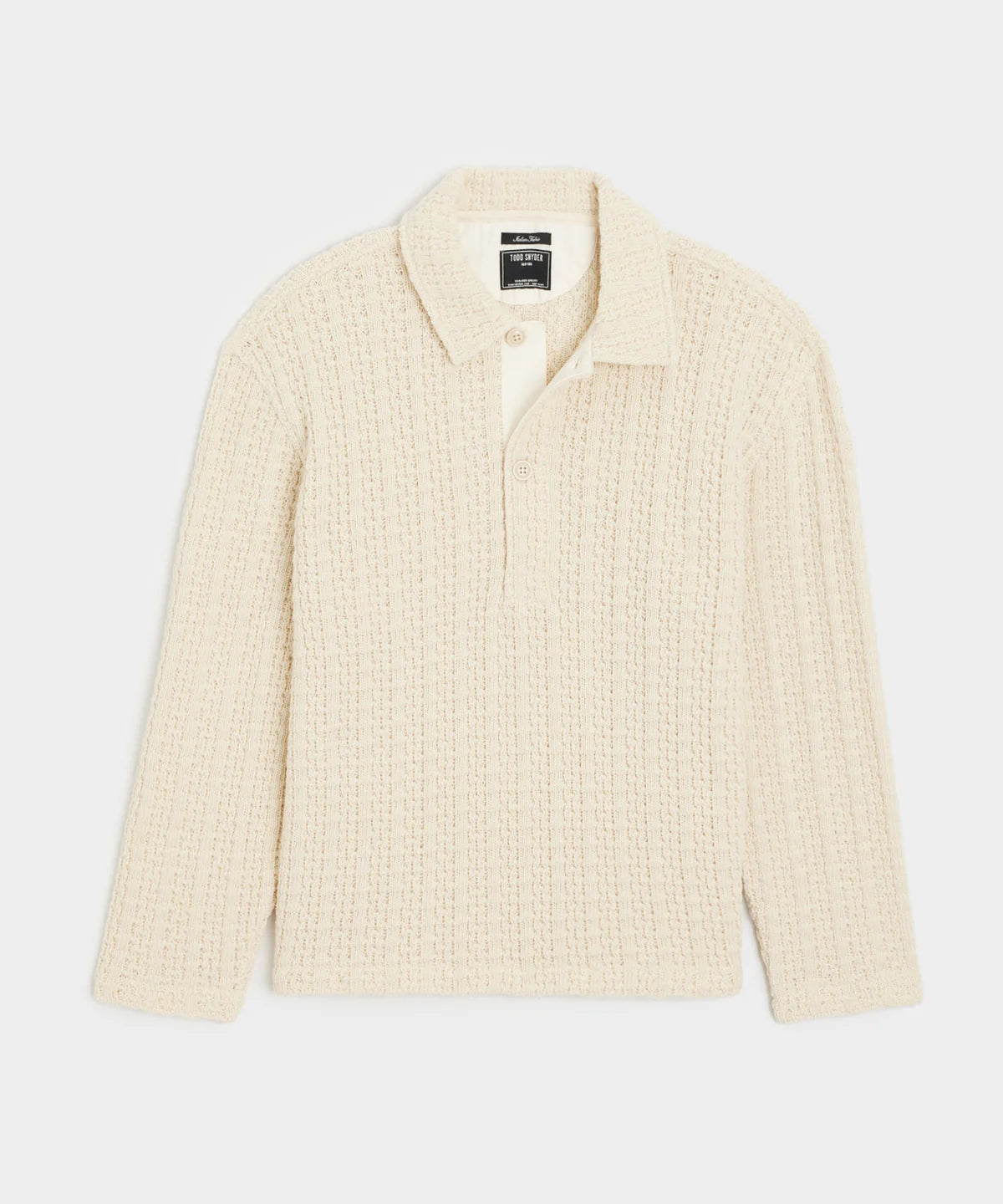 TODD SNYDER TEXTURED WOOL POLO IN NATURAL in NATURAL — view 2