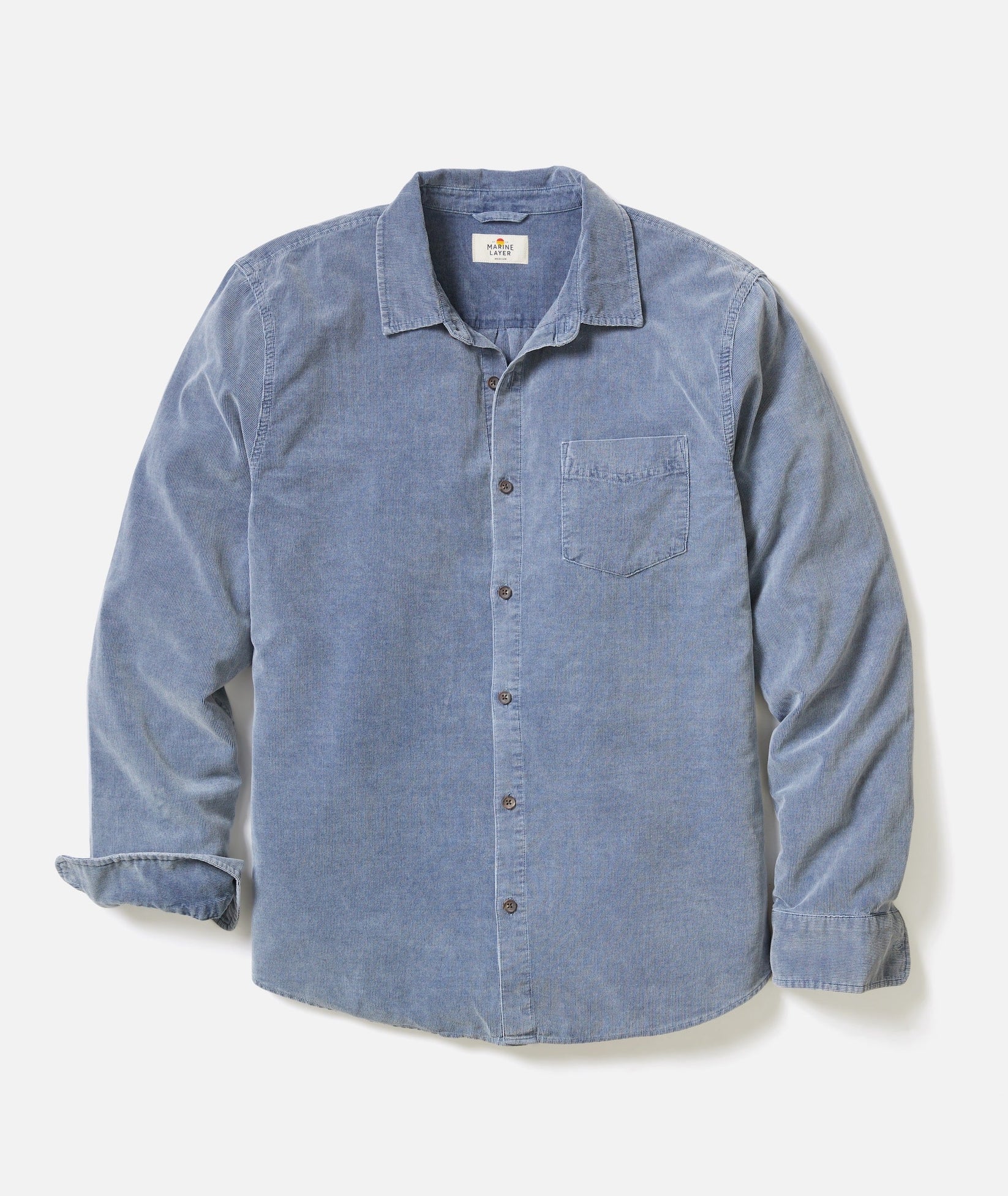 MARINE LAYER LIGHTWEIGHT CORDUROY SHIRT IN INDIGO in INDIGO — main product view
