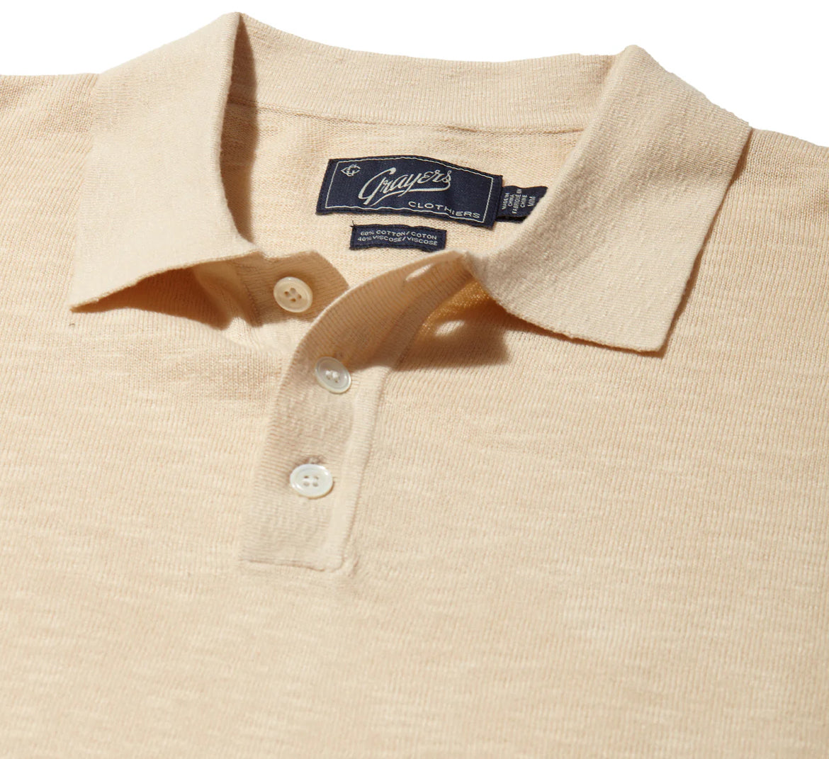 GRAYERS CLOUD COTTON SWEATER POLO IN SAND in SAND — view 3