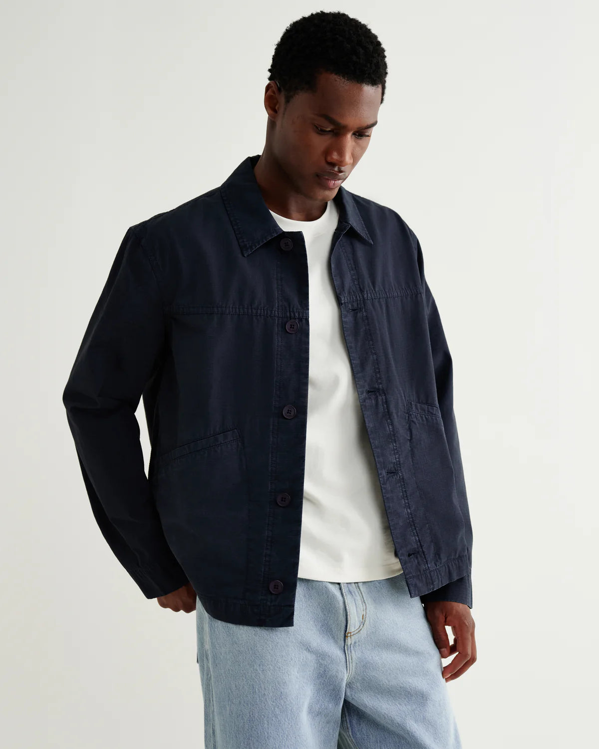WAX LONDON BARTON ORGANIC COTTON RIPSTOP IN NAVY in NAVY — view 2