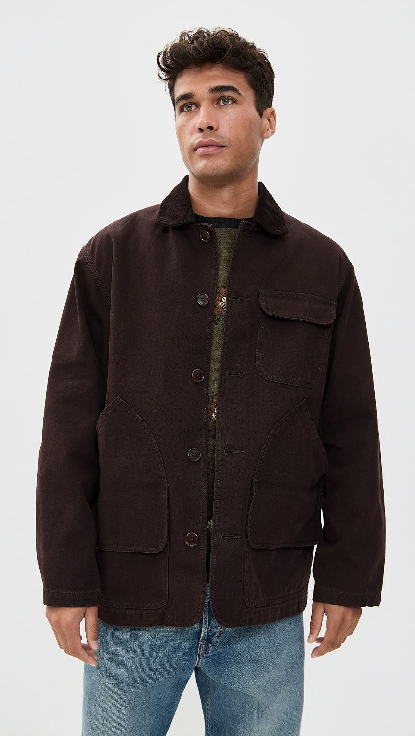 ALEX MILL FRONTIER JACKET IN DARK CHOCOLATE
