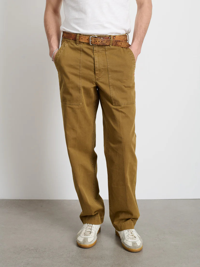 ALEX MILL FIELD PANT IN HERRINGBONE DARK KHAKI