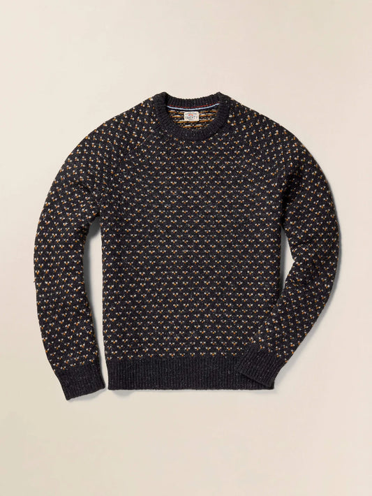 FAHERTY DONEGAL CREW SWEATER IN CHARCOAL BIRDSEYE MARL